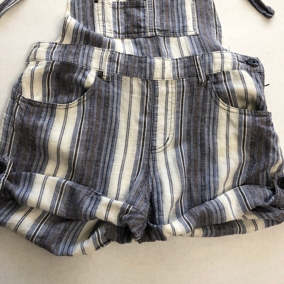 Free People Linen Striped Overall Shorts - Picture 4 of 11
